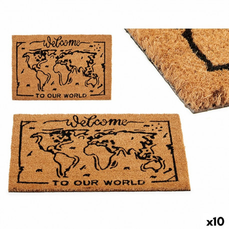 Kāju slaukāmais paklājs World Iespiests PVC Kokosriekstu šķiedra 40 x 2 x 60 cm (10 gb.)