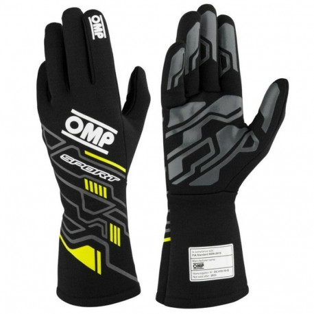 Karting Gloves OMP MY2025 Yellow Black FIA 8856-2018 - L