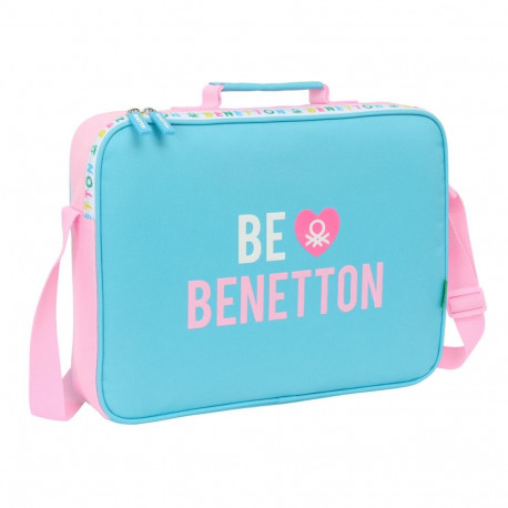 Kooli ranits Benetton Unique Roosa Türkiissinine 38 x 28 x 6 cm
