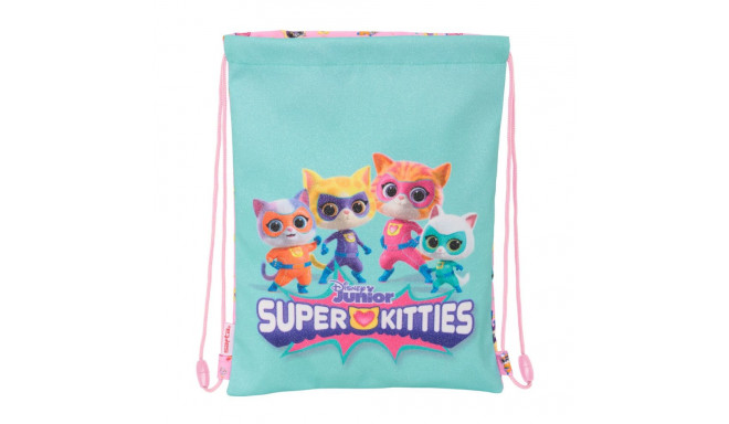 Backpack with Strings SuperKitties Pink Turquoise 26 x 34 x 1 cm