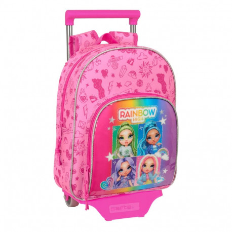 School Rucksack with Wheels Rainbow High Shine Multicolour 28 x 34 x 10 cm