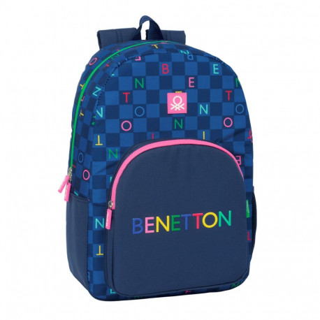 School Bag Benetton Damero Navy Blue 30 x 46 x 14 cm