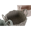 Basket set Home ESPRIT Green Beige Pink Rope (3 Pieces) (3 Units)