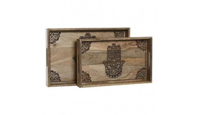 Kandikute komplekt Home ESPRIT Naturaalne Mangopuit 43,5 x 27 x 5,5 cm (2 Ühikut)