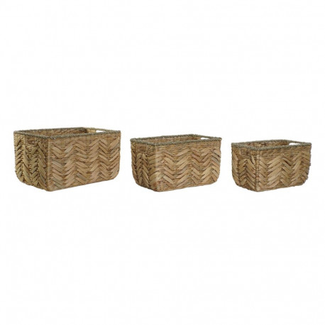 Korvikomplekt Home ESPRIT Naturaalne Merihein Looduslik kiud Boho 44,5 x 32,5 x 27,5 cm 3 Tükid, osa