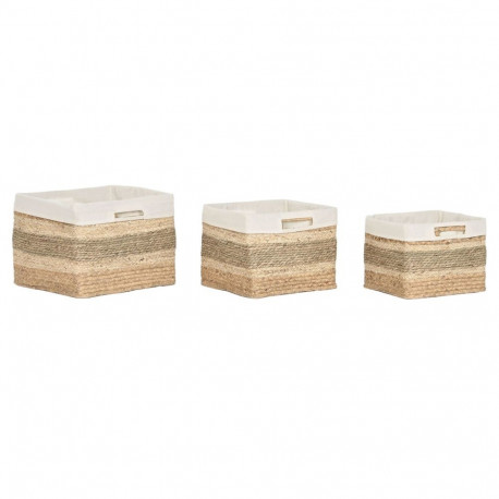 Basket set Home ESPRIT Natural Seagrass Tropical (3 Pieces)