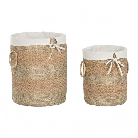 Basket set Home ESPRIT Cream Natural Seagrass Tropical (2 Pieces)