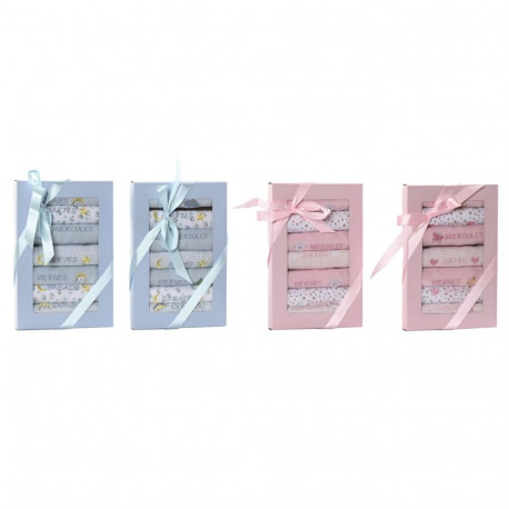 Pudipõllede komplekt Home ESPRIT Sinine Roosa Puuvill 19 x 29 x 3 cm (4 Ühikut)