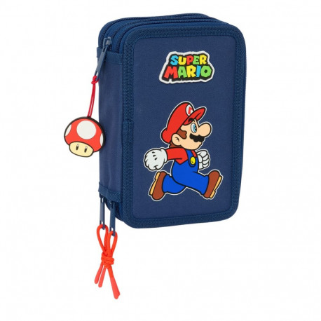 School Case with Accessories Super Mario Trick Red Dark blue 12,5 x 19,5 x 5,5 cm 37 Pieces