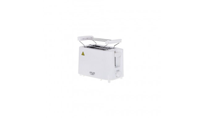 Adler Toaster AD 3223 Power 750 W, Number of slots 2, Housing material Plastic, White
