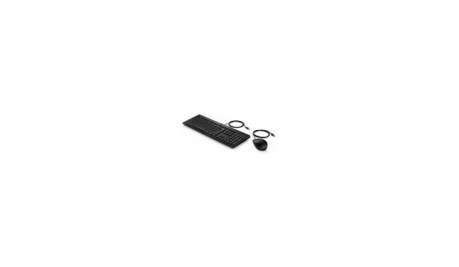 HP HP 225 USB Wired Mouse Keyboard Combo, Sanitizable/Antimicrobial - Black - US ENG