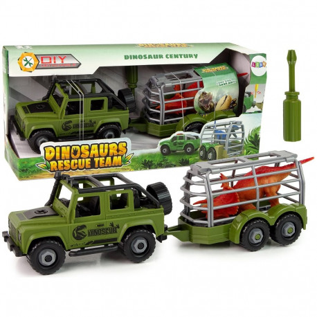 Maastikuauto-autotransporter DIY lahtivõetav dinosaurus, roheline