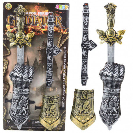 Zestaw Rycerski Gladiator Miecz Ochraniacze Pas Zdobione