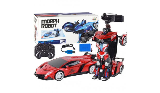Robot-transformatsioon auto R/C 1:10 punane žestjuhtimine