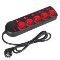 Power strip MCE204 5 sockets with switches Power strip MCE204 5 sockets with switches