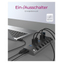 "USB3.0 HUB 7Port ICY BOX 7xUSB3.0 (An-/Ausschalter für jeden Port) aktiv mit Netzteil Grey"