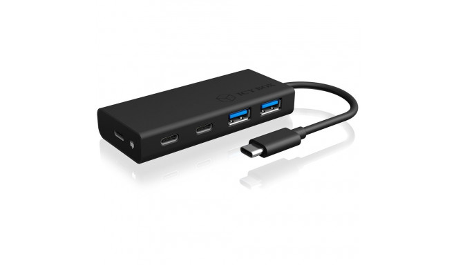 "USB HUB 5Port ICY BOX 2xUSB3.0 2xUSB-C 1xUSB Power Delivery 60W SuperSpeed passiv Black"