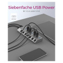 "USB3.0 HUB 7Port ICY BOX 7xUSB3.0 (An-/Ausschalter für jeden Port) aktiv mit Netzteil Grey"