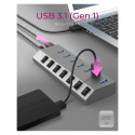 "USB3.0 HUB 7Port ICY BOX 7xUSB3.0 (An-/Ausschalter für jeden Port) aktiv mit Netzteil Grey"