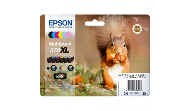 "Epson Tinte 378XL C13T37984010 Multipack (BKMCY/Hellmagenta/Hellcyan) 6er bis zu 830 Seiten"