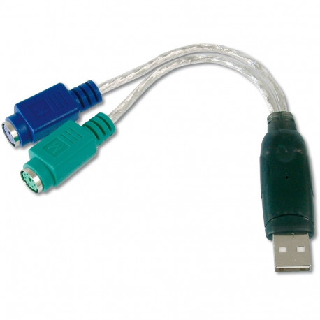 "DIGITUS Adapterkabel USB1.1 -> 2xPS/2 St/Bu 2xMini-Din6/F"