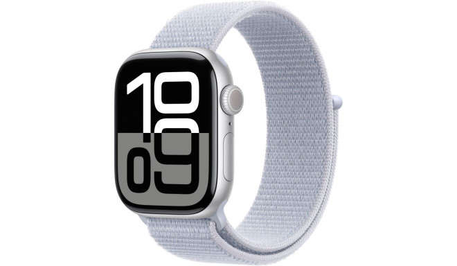 "Watch Series 10 GPS 42mm Silver Aluminium Case with Blue Cloud Sport Loop"
