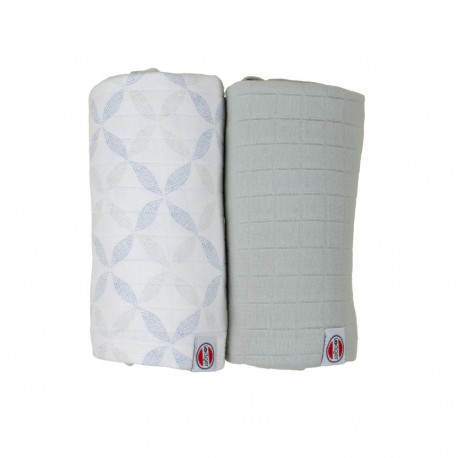 New! Lodger Swadler Solid Matcha cotton diaper Peppermint/Blue Fogg 110x110 cm 2pcs. SW 1110