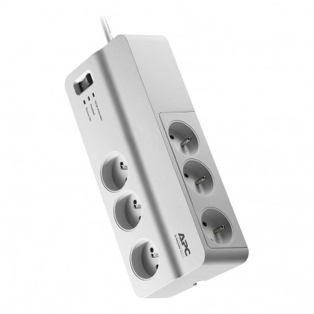 APC Essential ülepinge kaitsega pikendusjuhe 6 pistikupesa 2 m valge (PM6-FR)