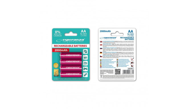 Esperanza punane AA / R6 2000mAh patarei 4 tk