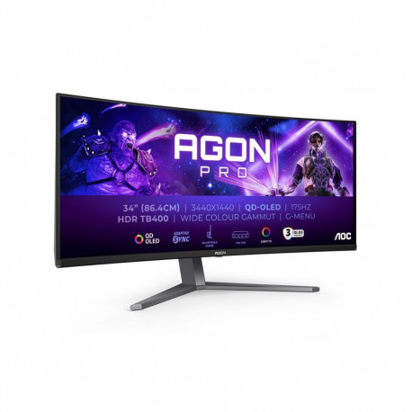 AOC AGON PRO AG346UCD computer monitor 86.4 cm (34") 3440 x 1440 pixels Wide Quad HD QD-OLED Black, 