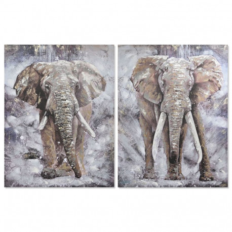 Canvas Home ESPRIT Grey Elephant Colonial 90 x 3 x 120 cm (2 Units)