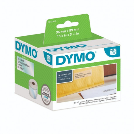 Etikett iseliimuv Dymo 36 x 89mm (rullis 260 etiketti) 99013 läbipaistev