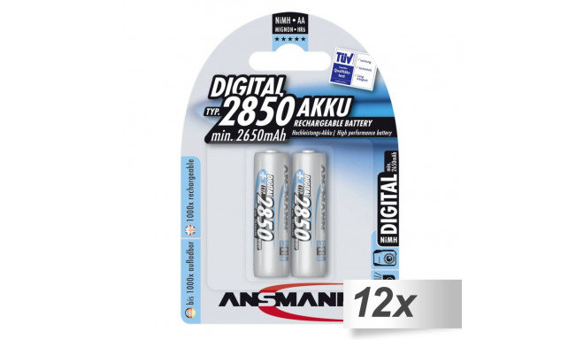 12x2 Ansmann NiMH bat. 2850 Mignon AA 2650 mAh DIGITAL