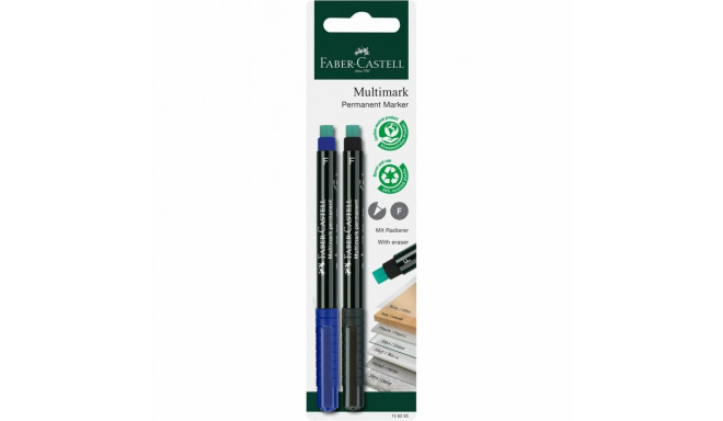 "FABER-CASTELL Marker Multimark permanent F bl/sw 2x BK"