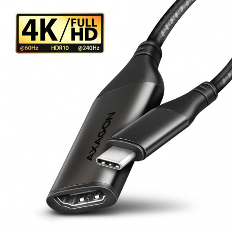 AXAGON RVC-HI2M USB-C–HDMI 2.0 adapter 4K/60Hz alumiiniumist – 25 cm