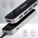 AXAGON HMC-6H4A USB-Hub 4x USB-A + HDMI USB-C 3.2 Gen 1 PD 100W - 20 cm USB-C-Kabel