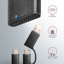 Axagon External USB-C 3.2 Gen 2 metal box for M.2 NVMe & SATA SSD disk. Screwless.