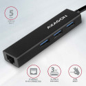 AXAGON HMA-GL3A 3x USB-A + GLAN USB3.2 Gen 1 jaotur metall 20 cm USB-A kaabel