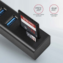 AXAGON HMA-CR3A 3x USB-A + SD/microSD USB3.2 Gen 1 metall hub 20cm USB-A kaabel