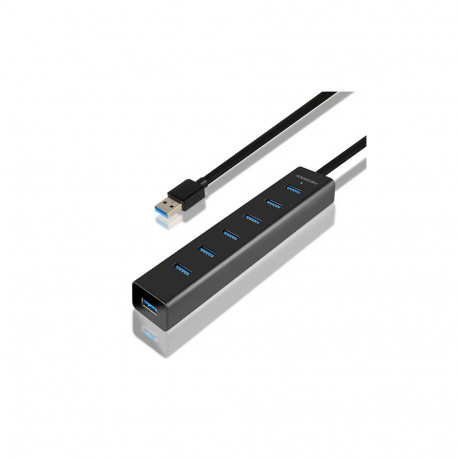 AXAGON HUE-SA7BP 7x USB3.0 ALU laadimishub koos AC-adapteriga must
