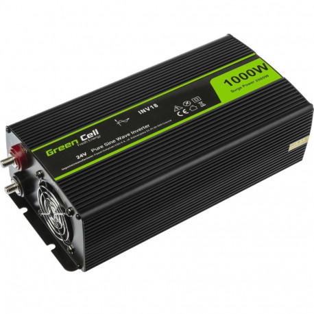 Green Cell registreeritud pingega auto inverter 24V–230V 1000W täissiinuslaine