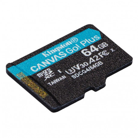 Kingston Technology 64GB microSDXC Canvas Go Plus Gen4 200MB/s A2 U3 V30 kaart + adapter