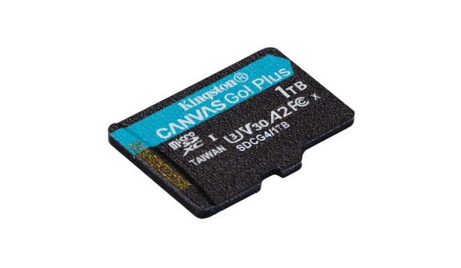Kingston Technology 1TB microSDXC Canvas Go Plus Gen4 200MB/s A2 U3 V30 kaart + adapter