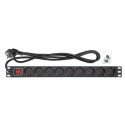 Intellinet 19" 1U Rackmount 9-Way EU 2-pin (CEE 7/3) PDU, 16A, On/Off, Built in 2m EU 2-pin (CEE 7/3
