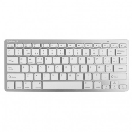 Klaviatuur Silver HT Teclado Inalámbrico Colors Edition - Blanco Hispaaniakeelne Qwerty Hõbedane