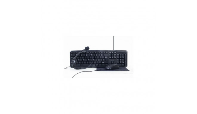 Gembird 4-in-1 Multimedia office set KBS-UO4-01 Keyboard, Mouse, Pad and Headset Set, Wired, Mouse i
