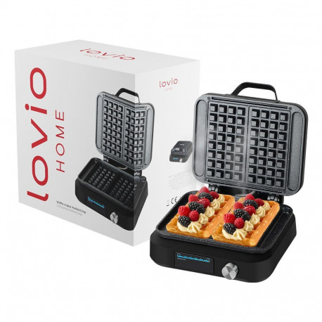 Lovio LVWF002BK PerfectCrisp Waffle Maker, 2 Large Waffles, 1500W, 6 Browning Level, Black