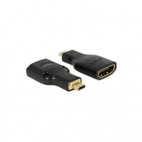 Delock adapter High Speed HDMI koos Ethernetiga - HDMI Micro-D pistik > HDMI-A pesa 4K must