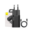 Baseus Baseus Super Si Quick Charger 1C 25W with USB-C cable for USB-C 1m (black)
