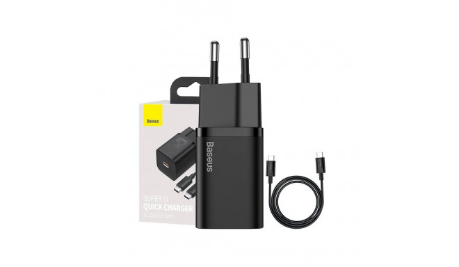 Baseus Super Si Quick Charger 1C 25W with USB-C cable for USB-C 1m (black)
